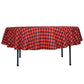 90" | Black/Red Buffalo Plaid Round Tablecloth, Gingham Polyester Checkered Tablecloth