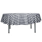 90" | White/Black Buffalo Plaid Round Tablecloth, Gingham Polyester Checkered Tablecloth
