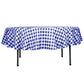 90" | White/Navy Blue Buffalo Plaid Round Tablecloth, Gingham Polyester Checkered Tablecloth