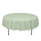 90" White Sage Green Buffalo Plaid Round Tablecloth, Gingham Polyester Checkered Tablecloth