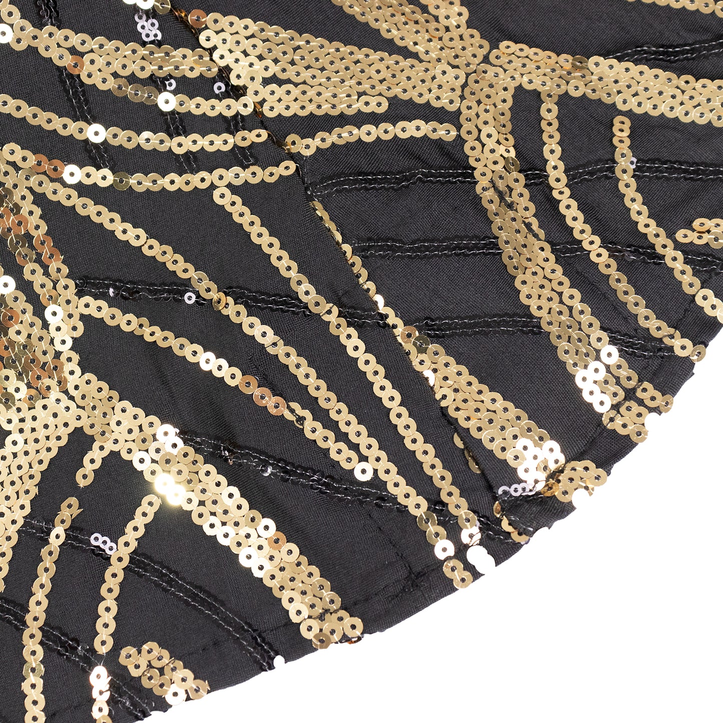 Black Gold Cocktail Spandex Table Cover with Wave Embroidered Sequins for 30" - 32" Dia. High Top Tables