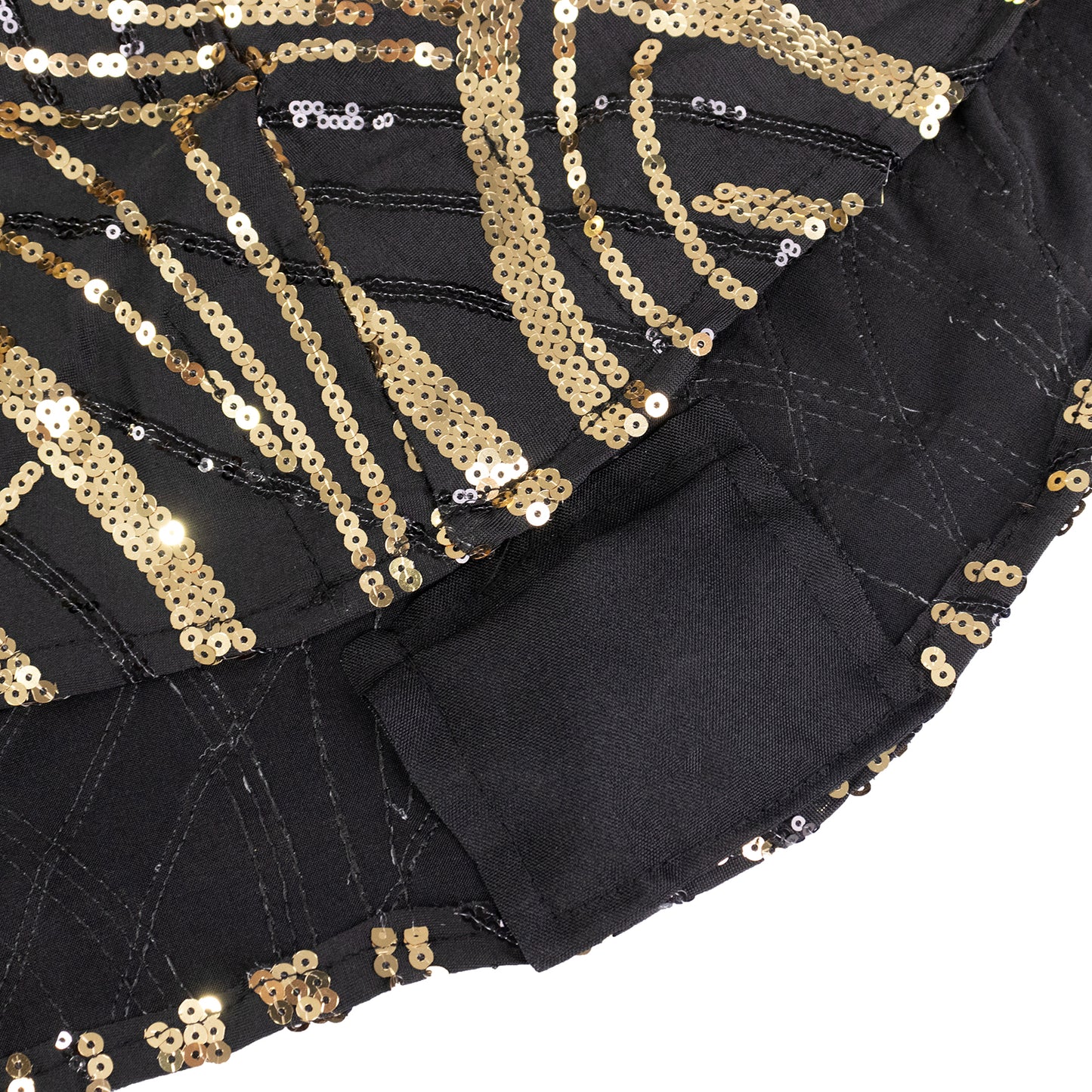 Black Gold Cocktail Spandex Table Cover with Wave Embroidered Sequins for 30" - 32" Dia. High Top Tables