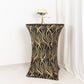 Spandex 30" Round Cocktail Table Cover Black/Gold with Wave Embroidered Sequins - Glamorous Design for Upscale Events