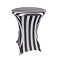 Spandex 30" Fitted Round Cocktail Table Cover Black/White Striped - Easy to Maintain Stretch Tablecloth