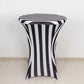 Spandex 30" Fitted Round Cocktail Table Cover Black/White Striped - Easy to Maintain Stretch Tablecloth