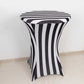 Spandex 30" Fitted Round Cocktail Table Cover Black/White Striped - Easy to Maintain Stretch Tablecloth