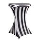 Spandex 30" Fitted Round Cocktail Table Cover Black/White Striped - Easy to Maintain Stretch Tablecloth