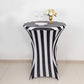 Spandex 30" Fitted Round Cocktail Table Cover Black/White Striped - Easy to Maintain Stretch Tablecloth