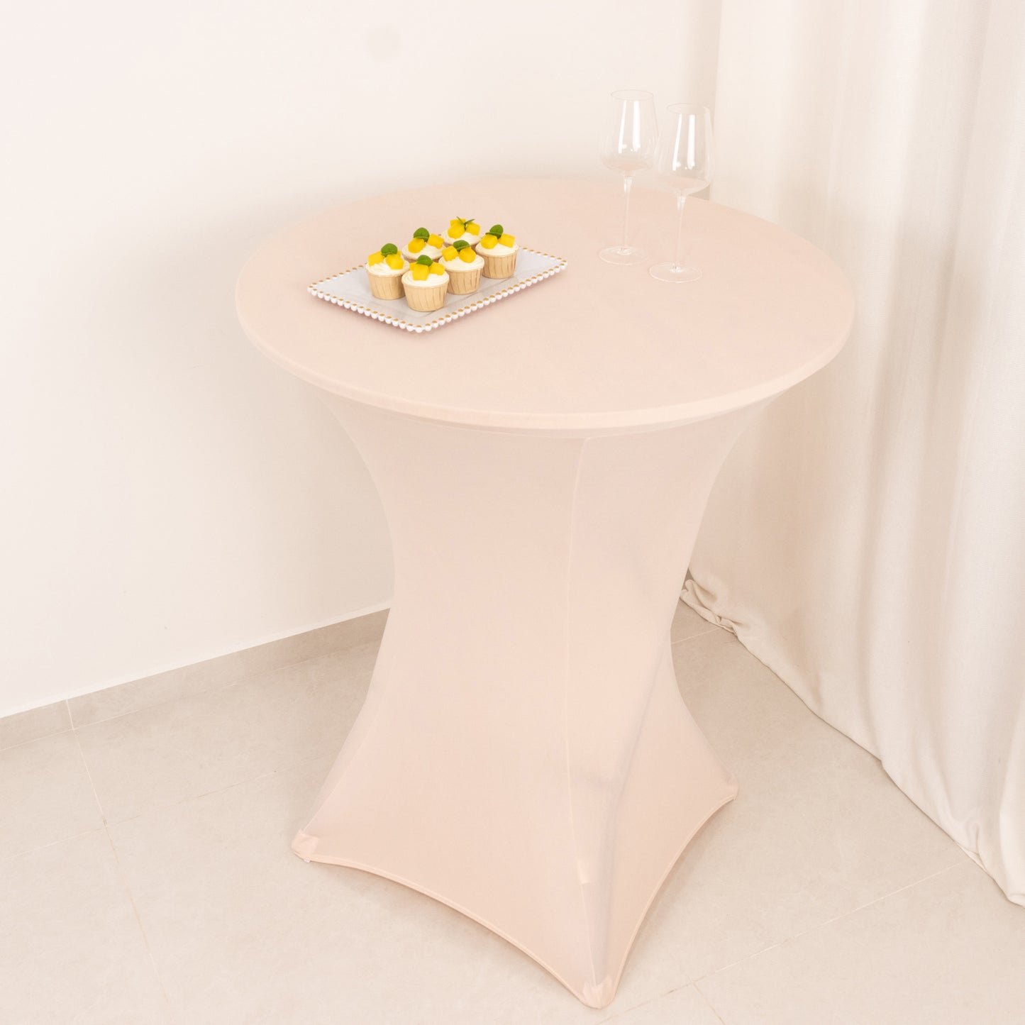 Blush Highboy Spandex Cocktail Table Cover, Fitted Stretch Tablecloth for 33"-36" Dia High Top Tables