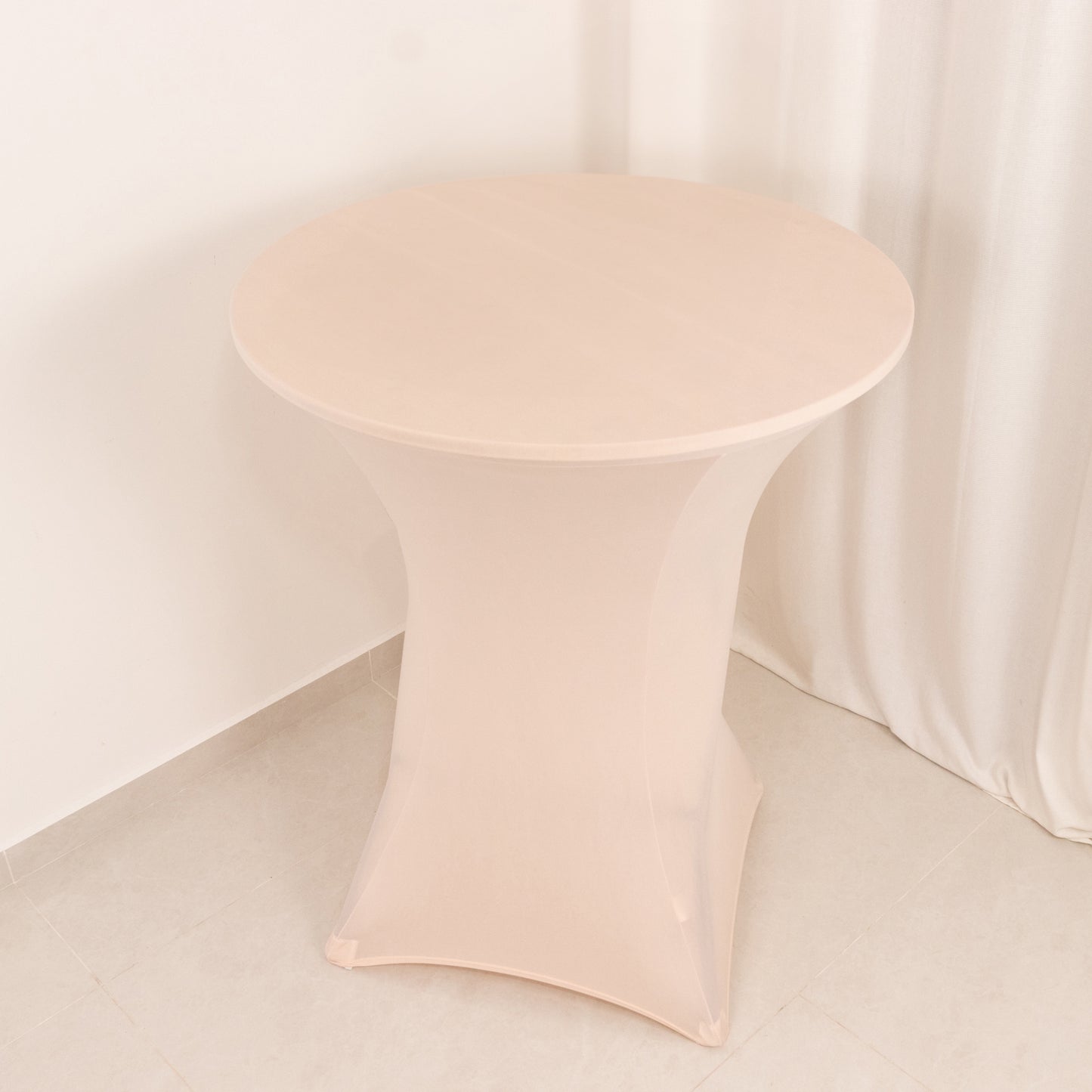 Blush Highboy Spandex Cocktail Table Cover, Fitted Stretch Tablecloth for 33"-36" Dia High Top Tables