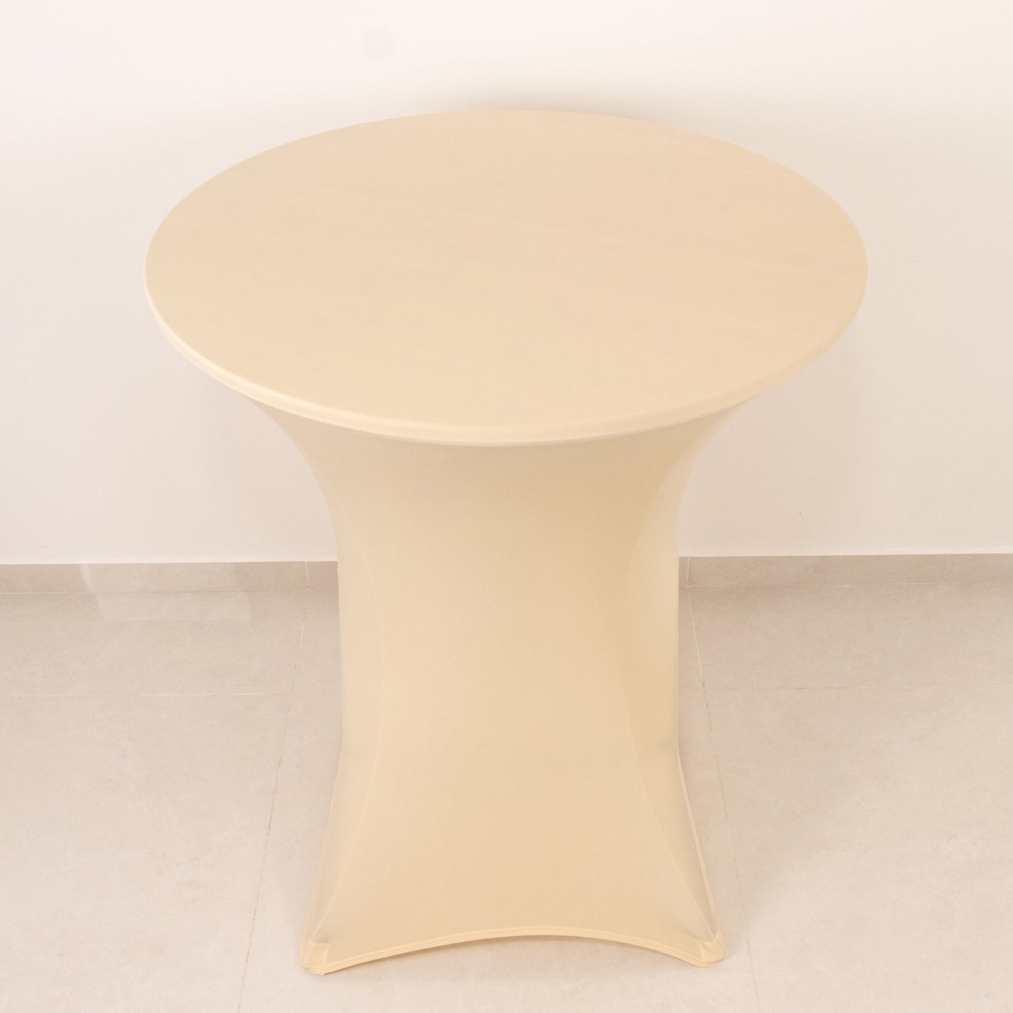 Beige Highboy Spandex Cocktail Table Cover, Fitted Stretch Tablecloth for 33"-36" Dia High Top Tables