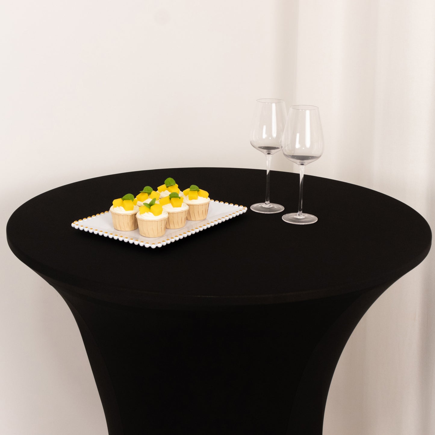 Black Highboy Spandex Cocktail Table Cover, Fitted Stretch Tablecloth for 33"-36" Dia High Top Tables