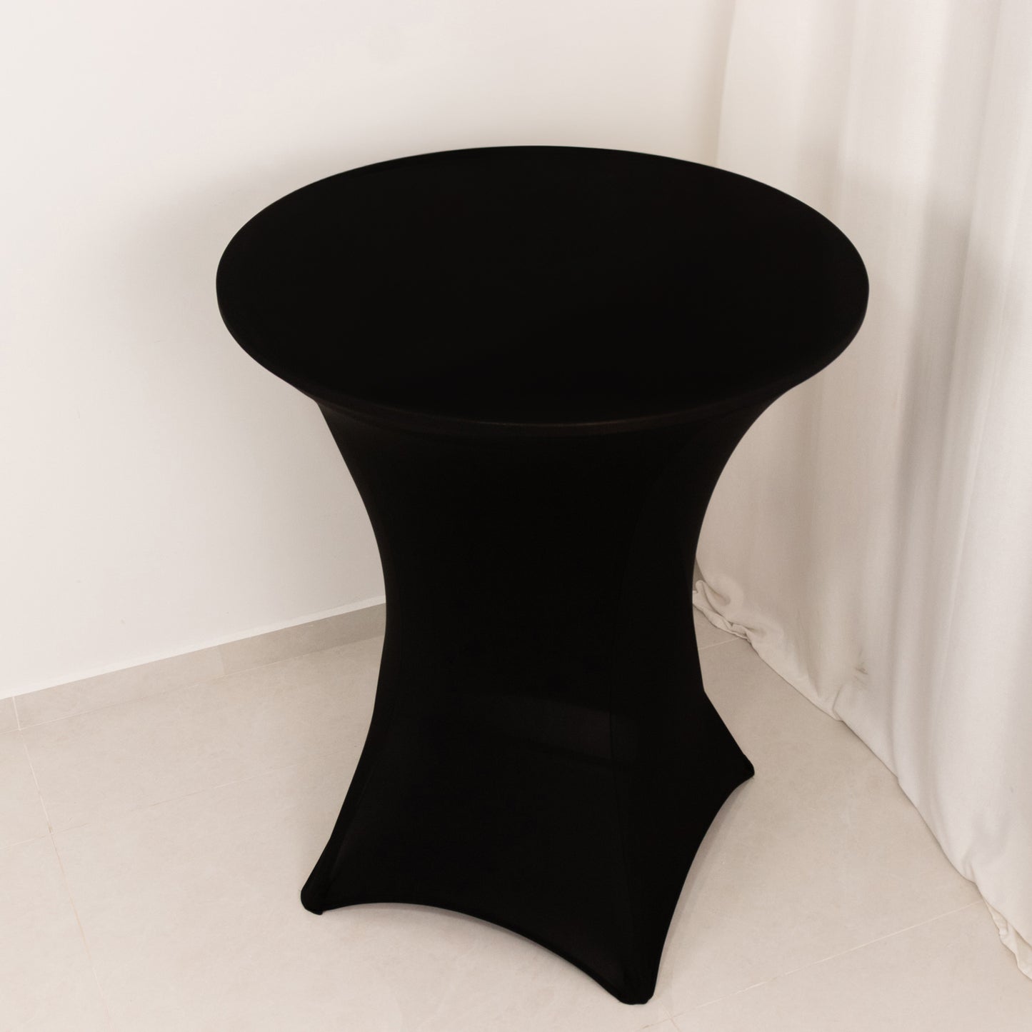 Black Highboy Spandex Cocktail Table Cover, Fitted Stretch Tablecloth for 33"-36" Dia High Top Tables