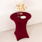 Spandex 36" Round Cocktail Table Cover Burgundy - Easy to Maintain Stretch Fitted Highboy Tablecloth