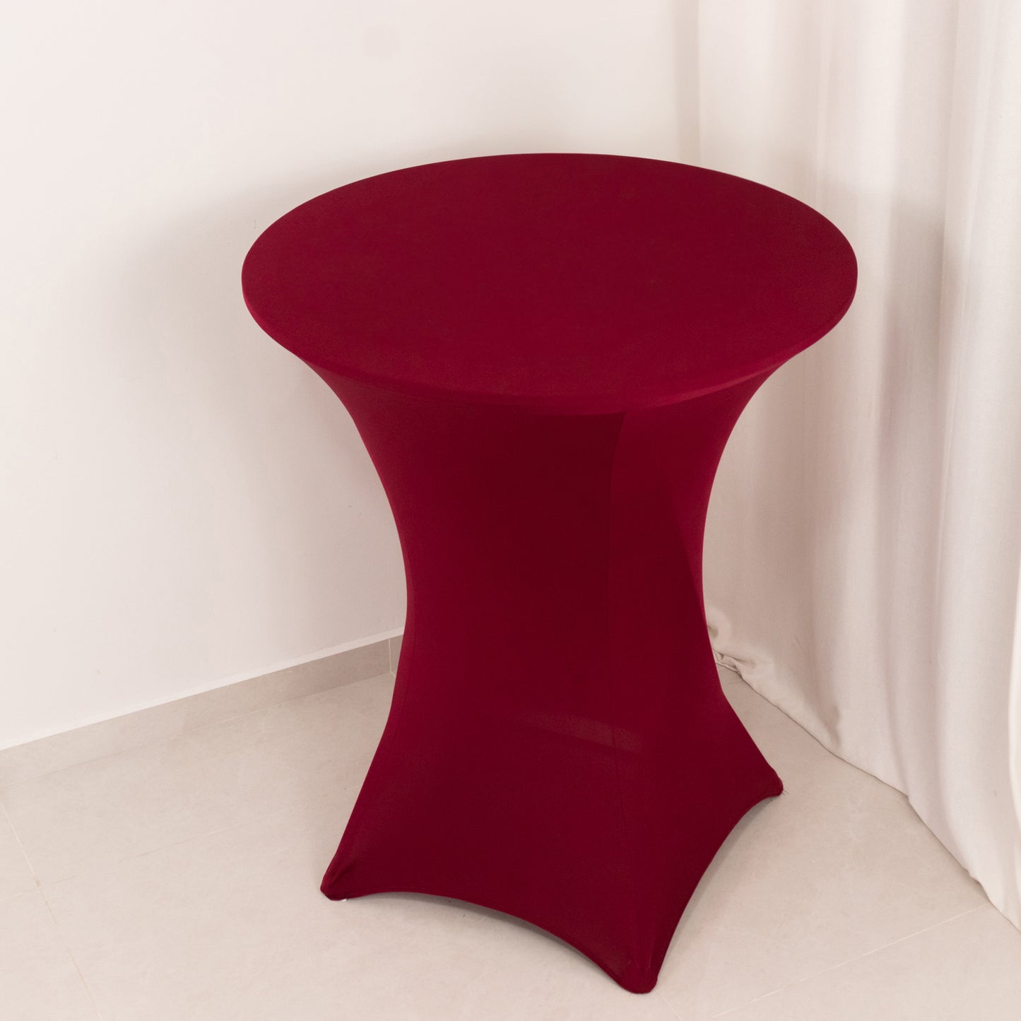 Burgundy Highboy Spandex Cocktail Table Cover, Fitted Stretch Tablecloth for 33"-36" Dia High Top Tables