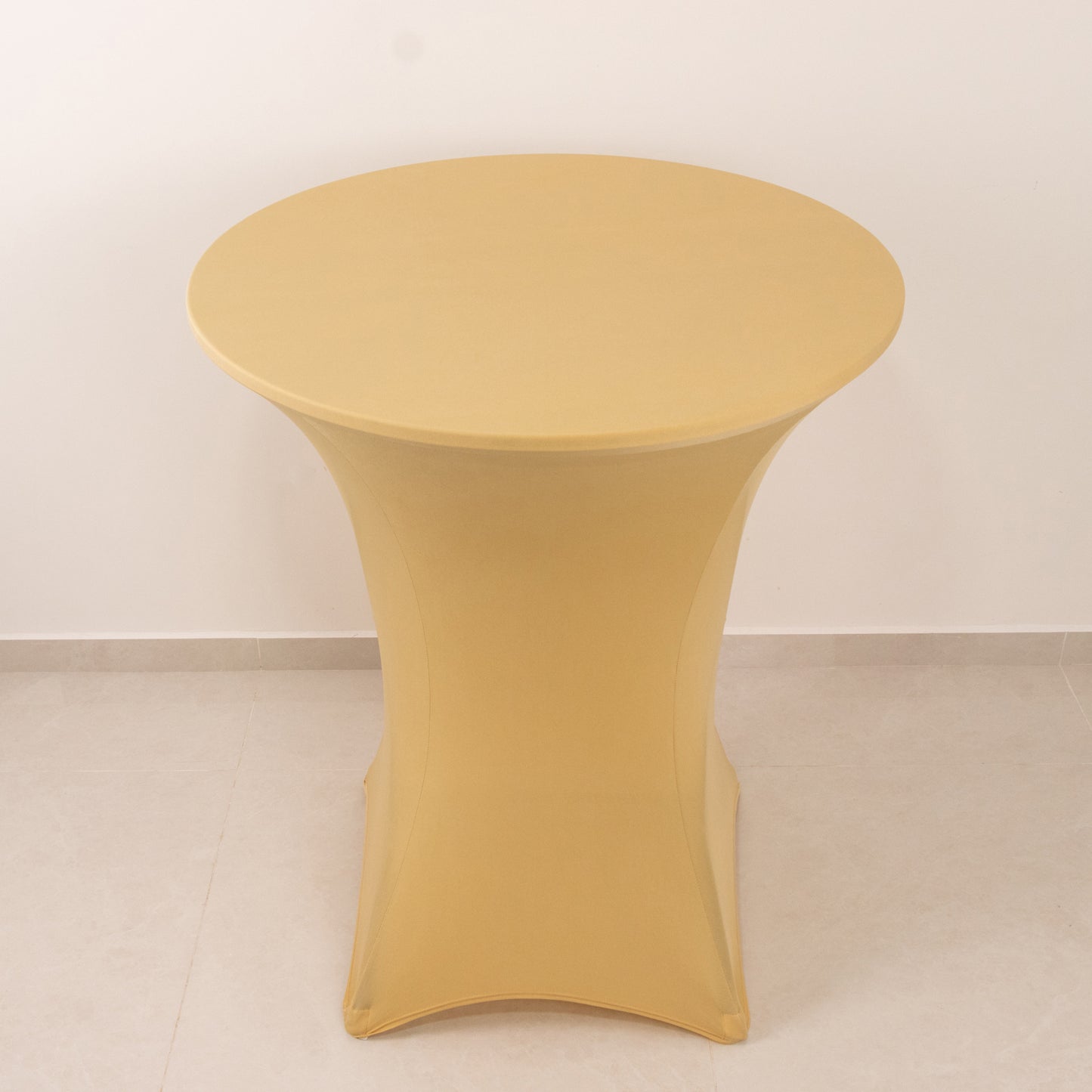 Spandex 36" Round Cocktail Table Cover Champagne - Easy to Maintain Stretch Fitted Highboy Tablecloth