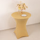 Spandex 36" Round Cocktail Table Cover Champagne - Easy to Maintain Stretch Fitted Highboy Tablecloth