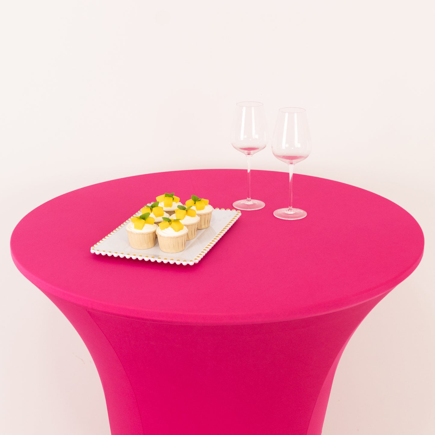 Fuchsia Highboy Spandex Cocktail Table Cover, Fitted Stretch Tablecloth for 33"-36" Dia High Top Tables