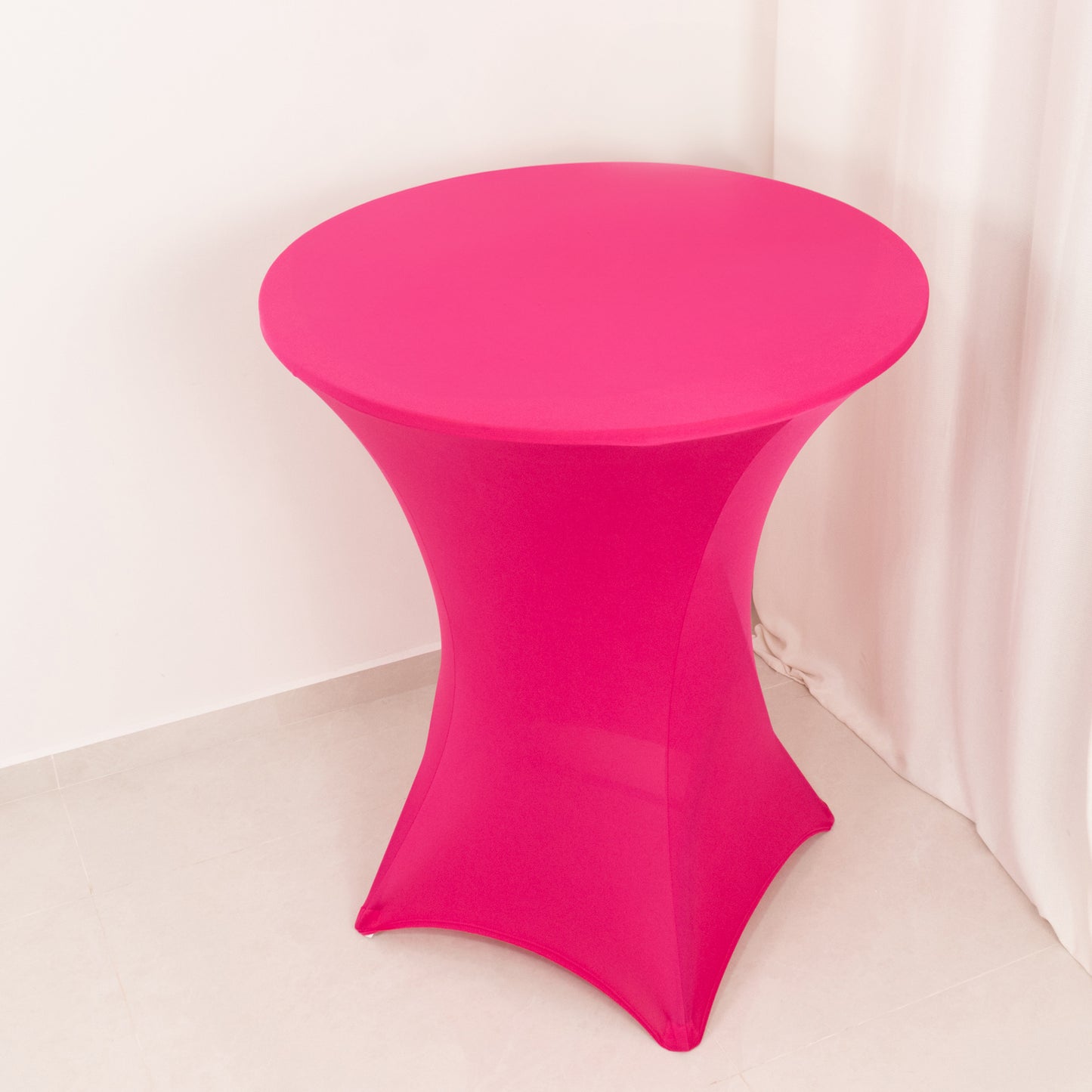 Fuchsia Highboy Spandex Cocktail Table Cover, Fitted Stretch Tablecloth for 33"-36" Dia High Top Tables