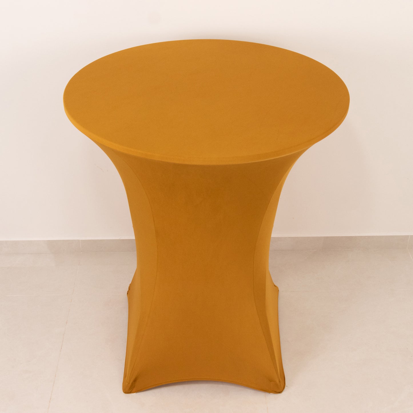 Gold Highboy Spandex Cocktail Table Cover, Fitted Stretch Tablecloth for 33"-36" Dia High Top Tables