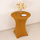 Spandex 36" Round Cocktail Table Cover Gold - Easy to Maintain Stretch Fitted Highboy Tablecloth