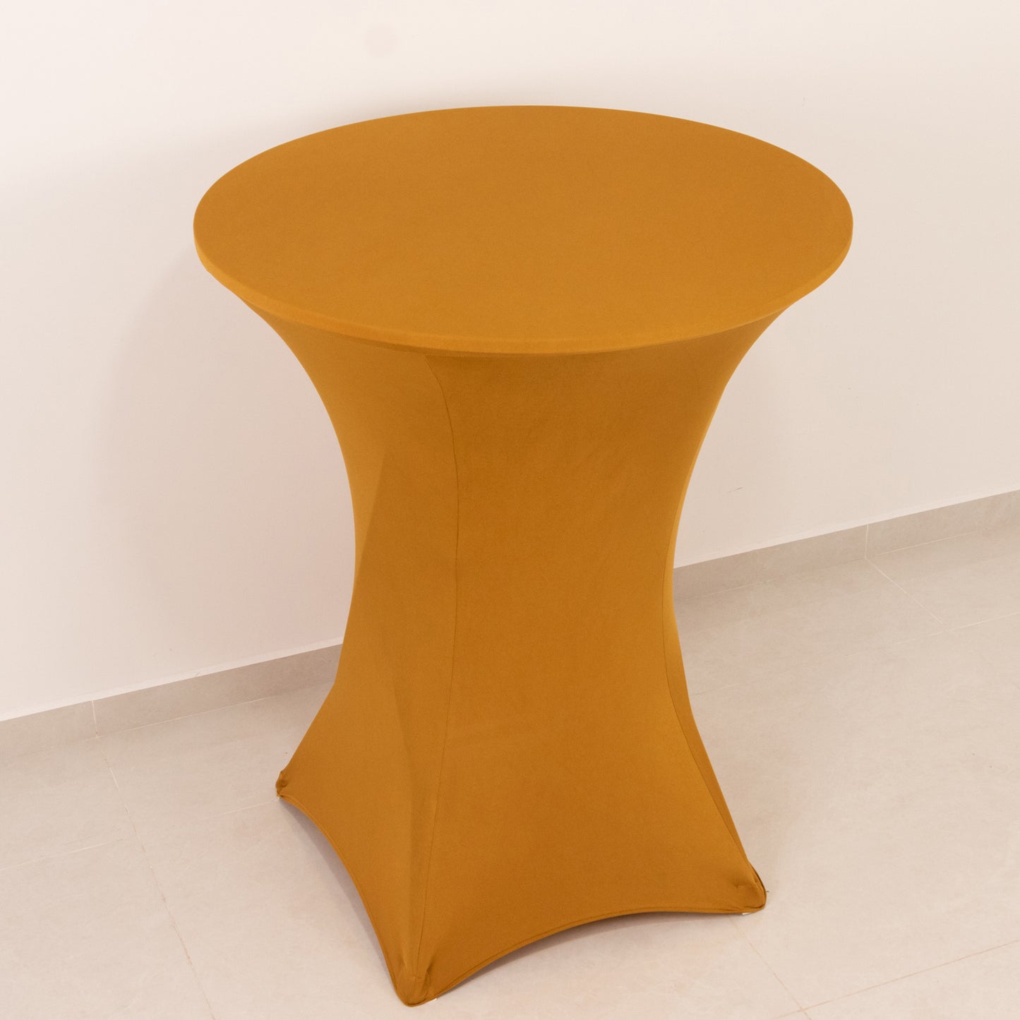 Gold Highboy Spandex Cocktail Table Cover, Fitted Stretch Tablecloth for 33"-36" Dia High Top Tables