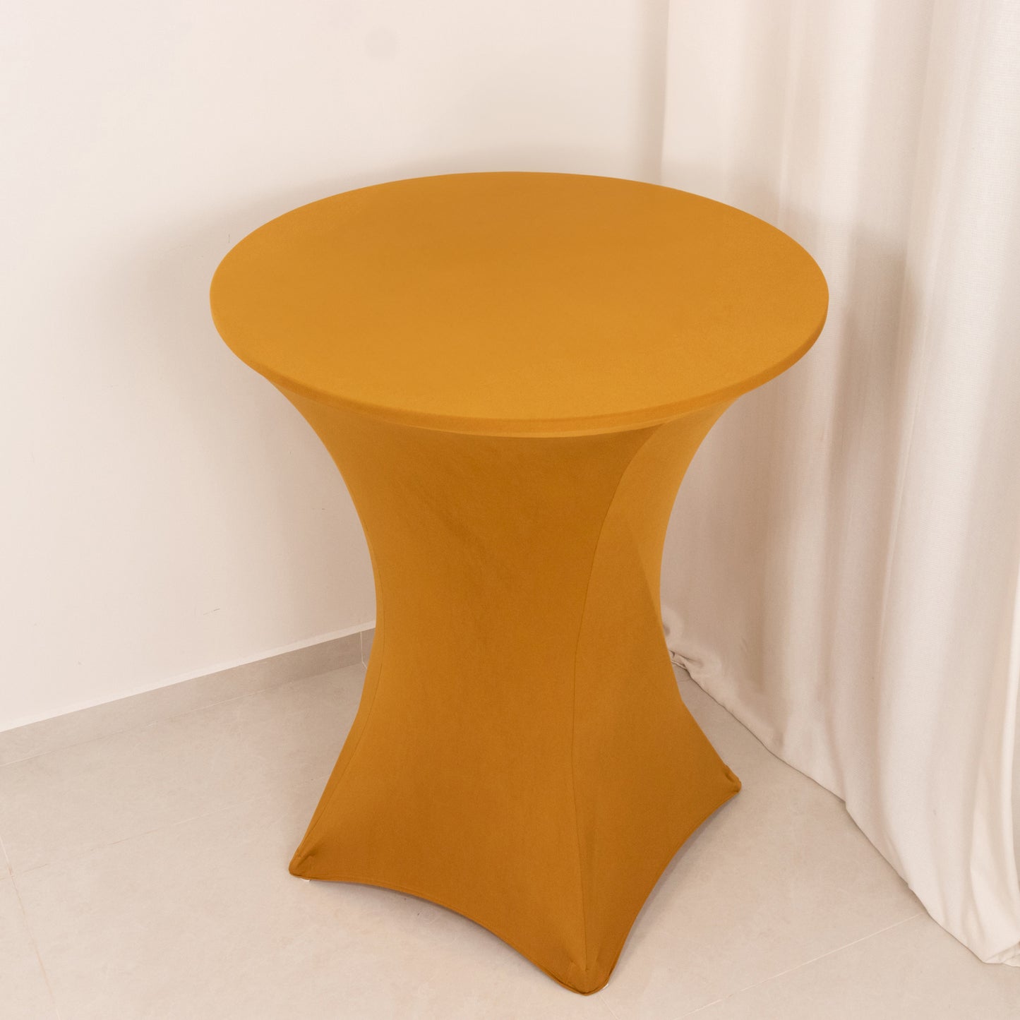 Gold Highboy Spandex Cocktail Table Cover, Fitted Stretch Tablecloth for 33"-36" Dia High Top Tables