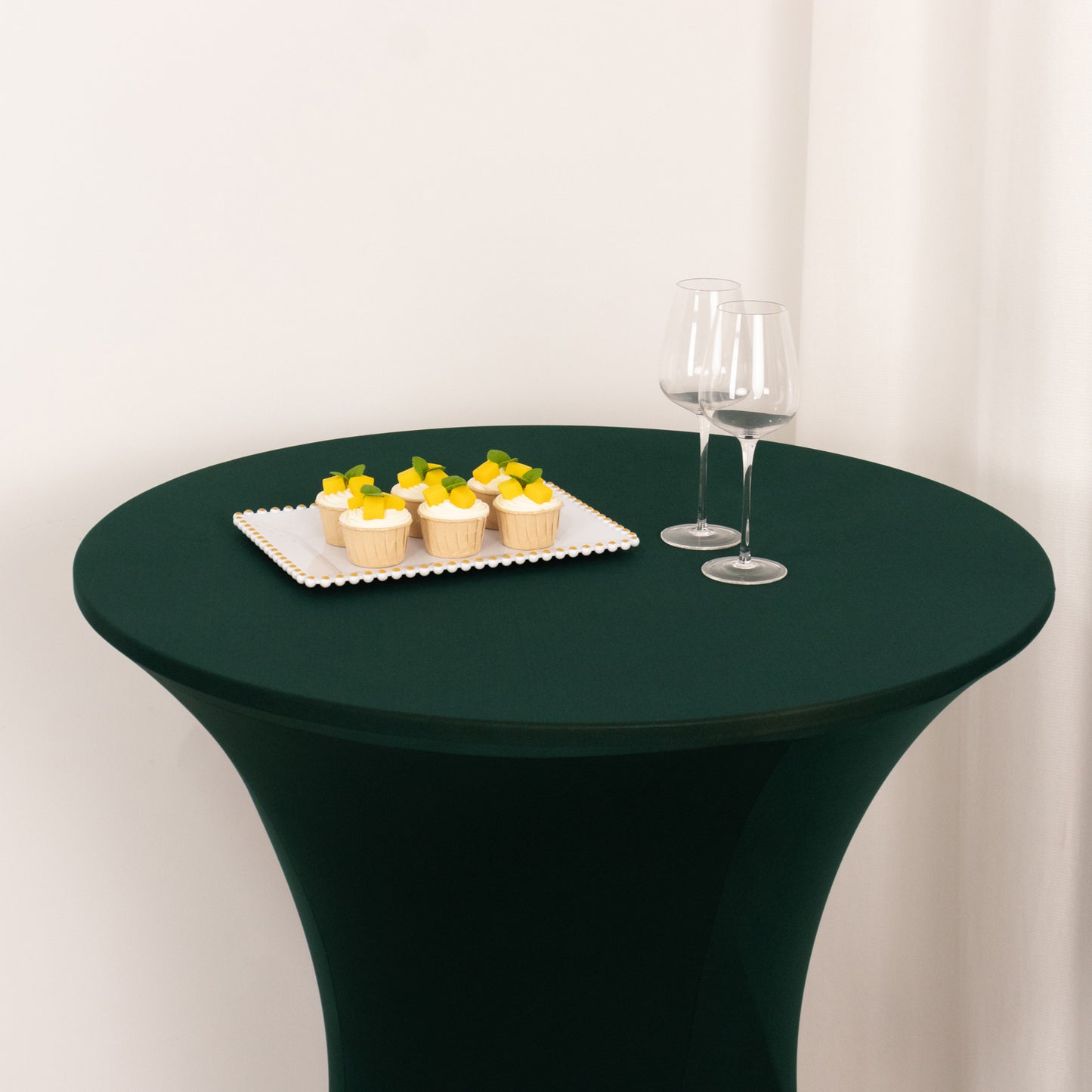 Hunter Emerald Green Highboy Spandex Cocktail Table Cover, Fitted Stretch Tablecloth for 33"-36" Dia High Top Tables