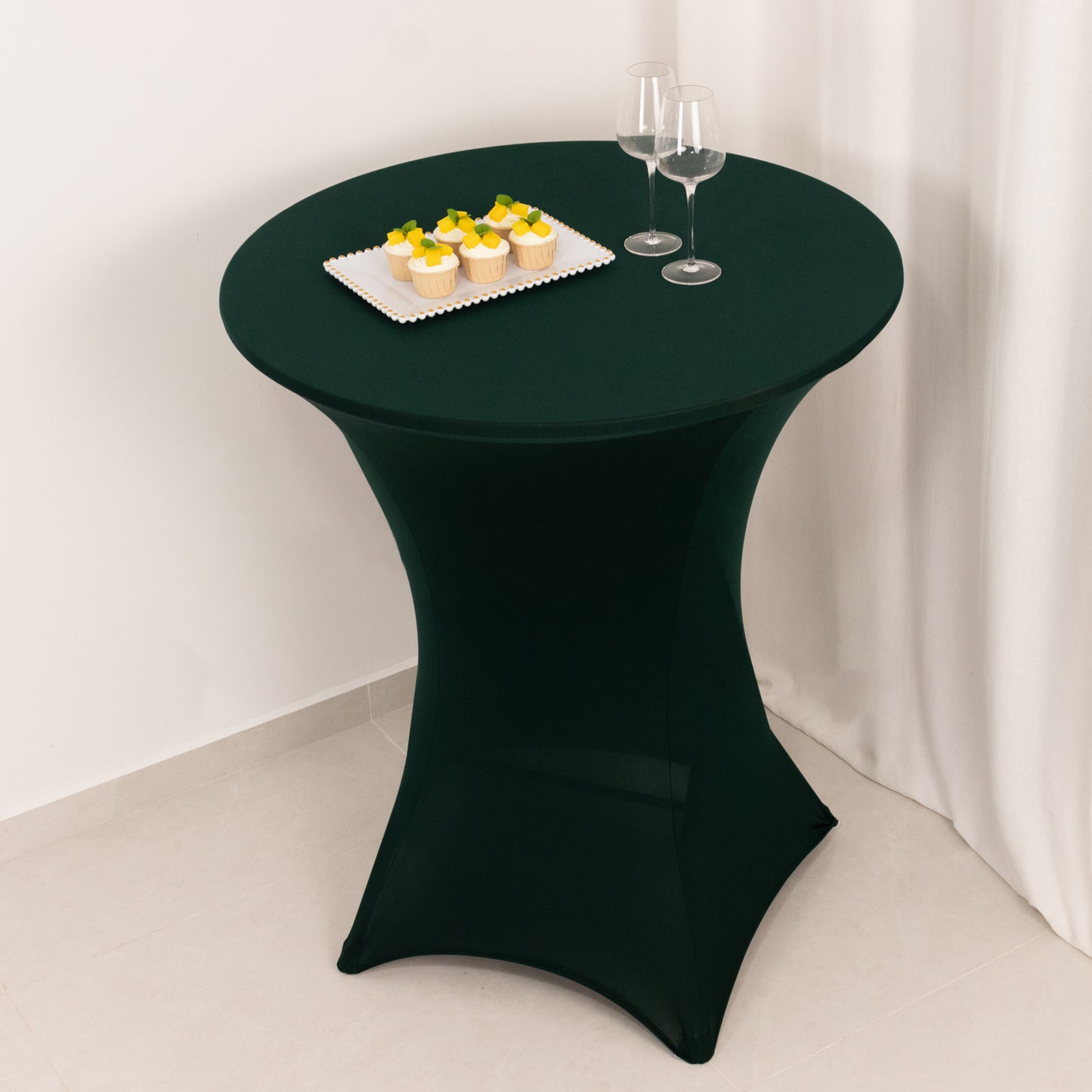 Hunter Emerald Green Highboy Spandex Cocktail Table Cover, Fitted Stretch Tablecloth for 33"-36" Dia High Top Tables