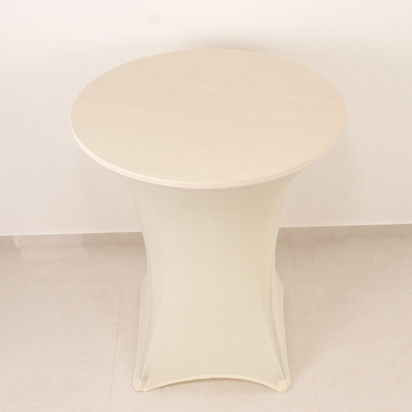 Ivory Highboy Spandex Cocktail Table Cover, Fitted Stretch Tablecloth for 33"-36" Dia High Top Tables