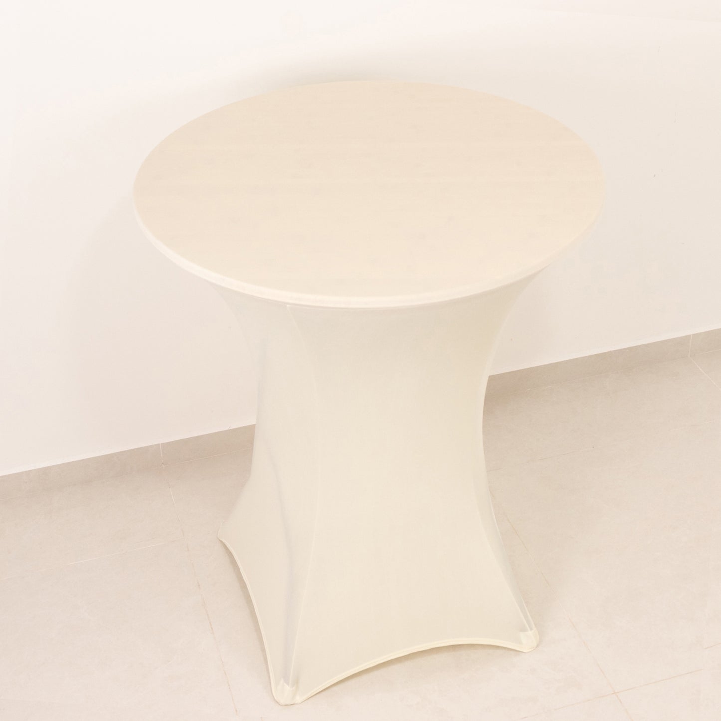 Ivory Highboy Spandex Cocktail Table Cover, Fitted Stretch Tablecloth for 33"-36" Dia High Top Tables