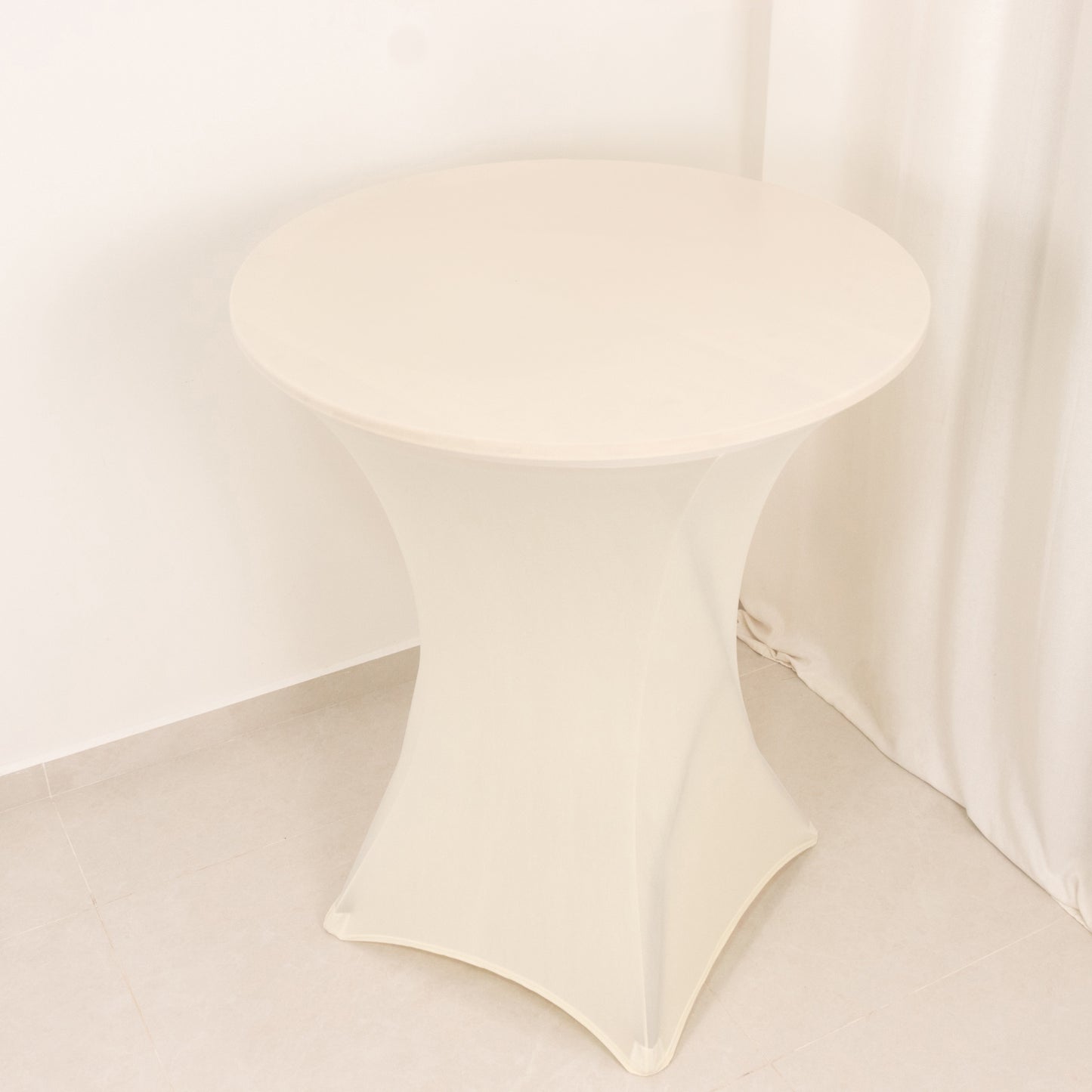 Ivory Highboy Spandex Cocktail Table Cover, Fitted Stretch Tablecloth for 33"-36" Dia High Top Tables