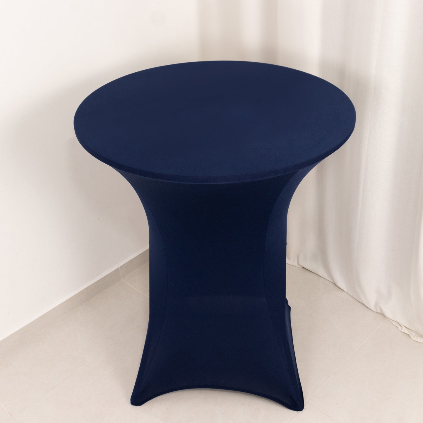 Navy Blue Highboy Spandex Cocktail Table Cover, Fitted Stretch Tablecloth for 33"-36" Dia High Top Tables