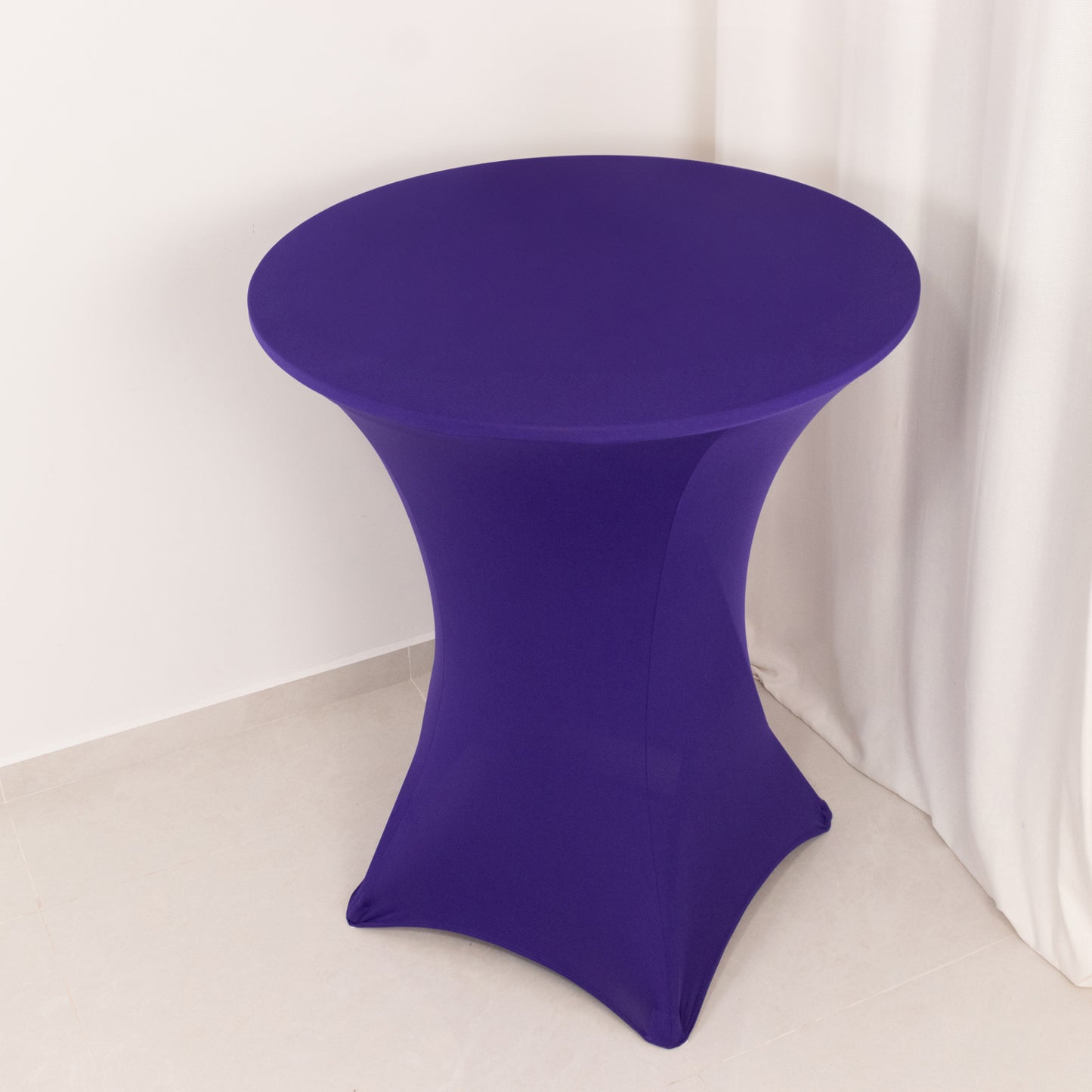 Spandex 36" Round Cocktail Table Cover Purple - Easy to Maintain Stretch Fitted Highboy Tablecloth