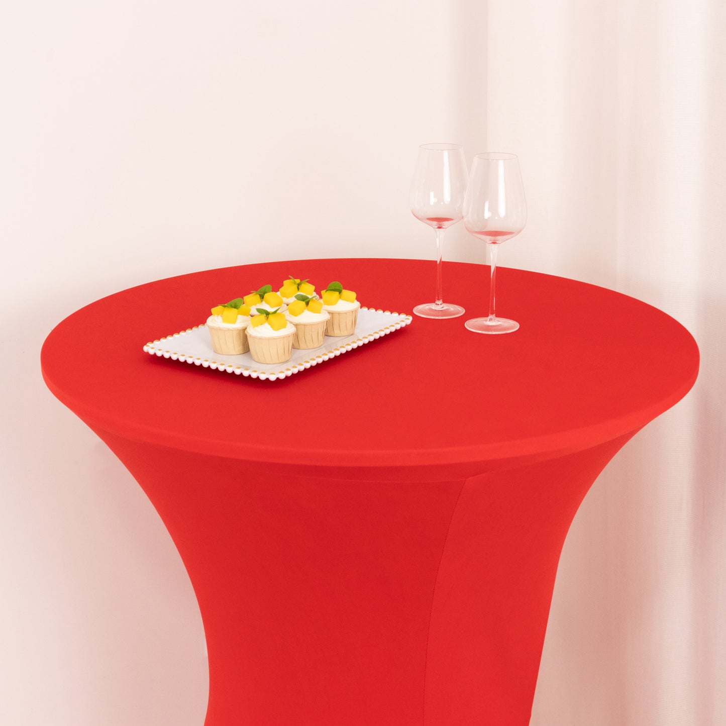 Red Highboy Spandex Cocktail Table Cover, Fitted Stretch Tablecloth for 33"-36" Dia High Top Tables