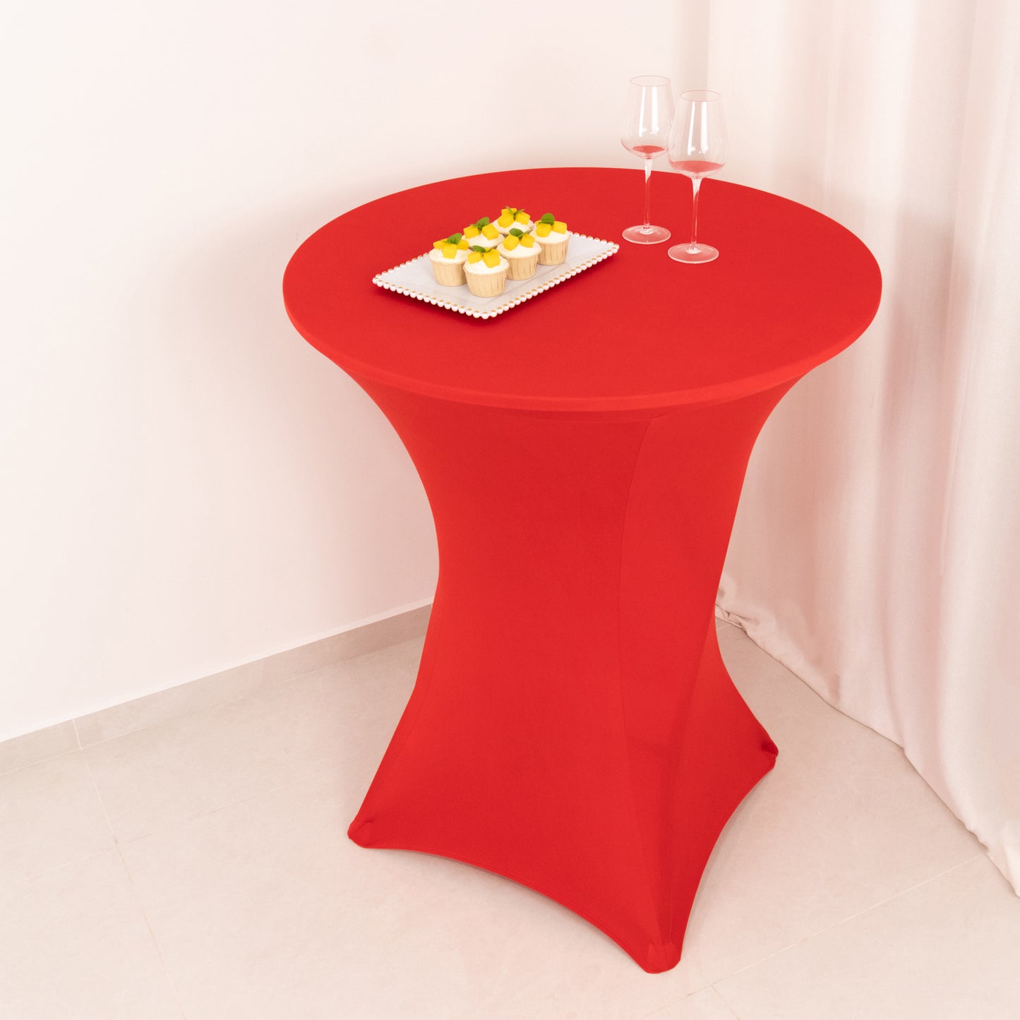 Red Highboy Spandex Cocktail Table Cover, Fitted Stretch Tablecloth for 33"-36" Dia High Top Tables