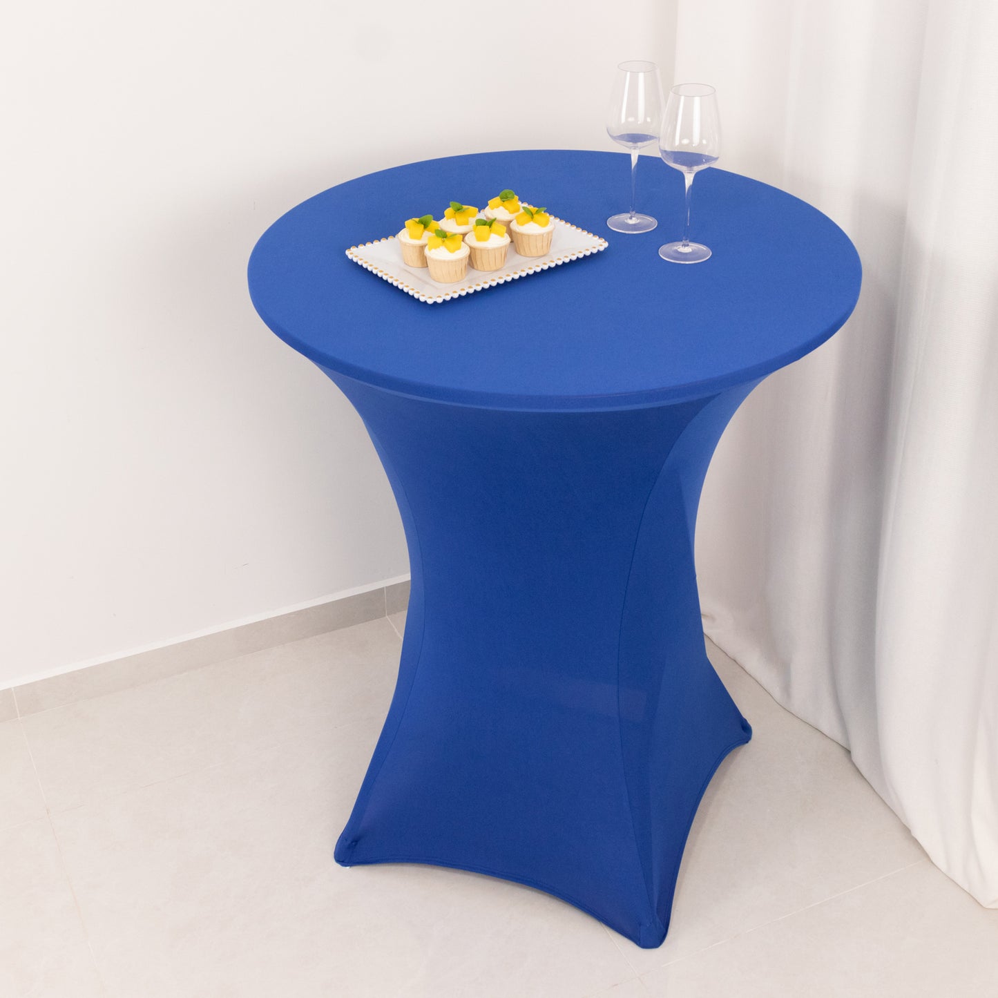 Spandex 36" Round Cocktail Table Cover Royal Blue - Easy to Maintain Stretch Fitted Highboy Tablecloth