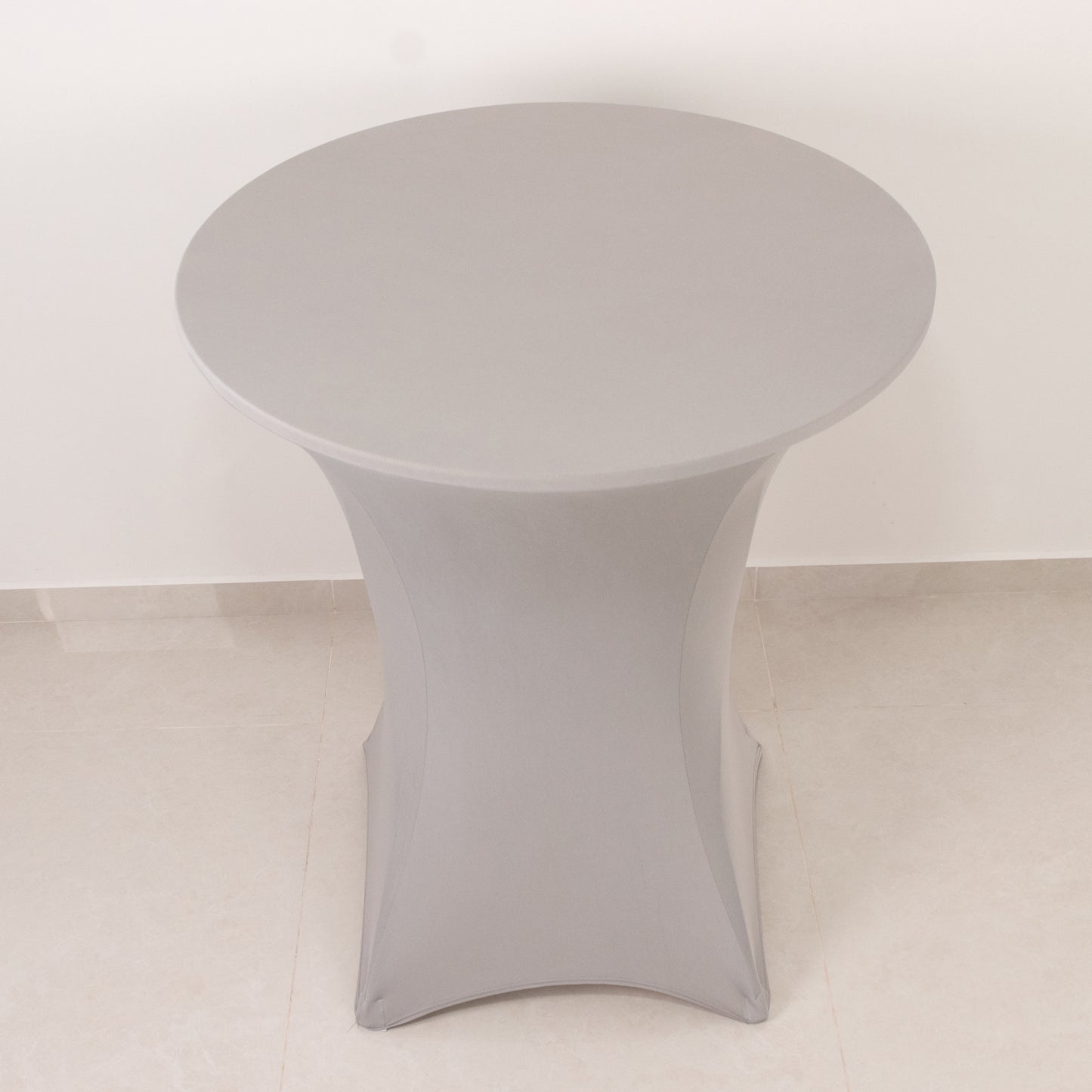 Silver Highboy Spandex Cocktail Table Cover, Fitted Stretch Tablecloth for 33"-36" Dia High Top Tables