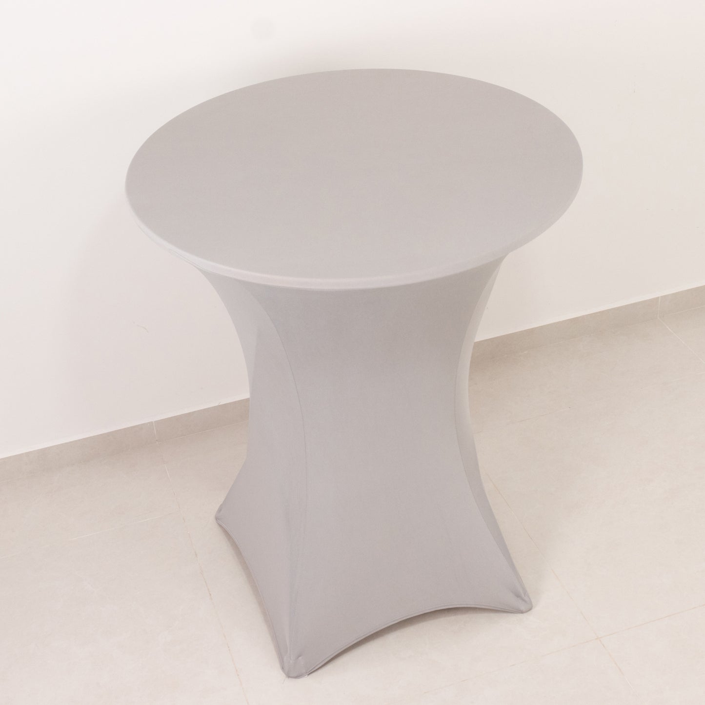 Silver Highboy Spandex Cocktail Table Cover, Fitted Stretch Tablecloth for 33"-36" Dia High Top Tables