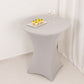 Spandex 36" Round Cocktail Table Cover Silver - Easy to Maintain Stretch Fitted Highboy Tablecloth