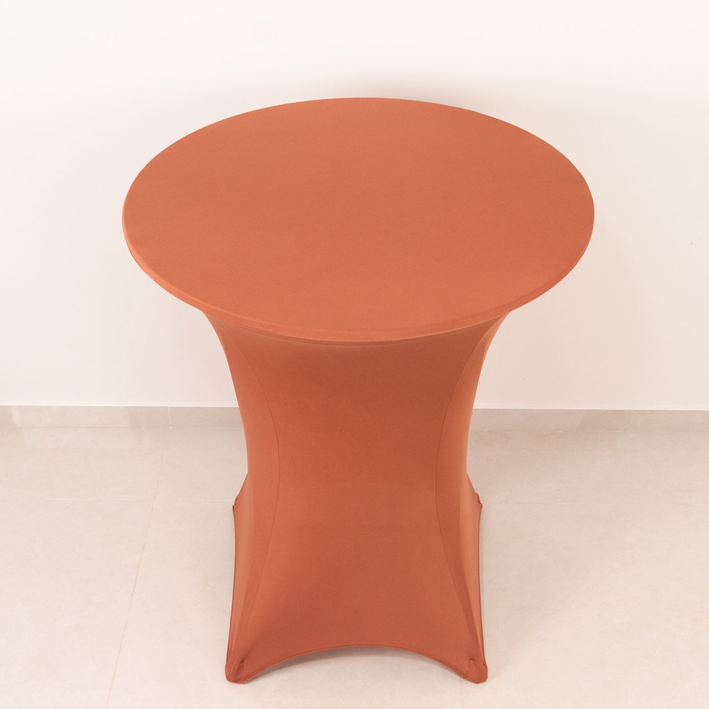 Terracotta (Rust) Highboy Spandex Cocktail Table Cover, Fitted Stretch Tablecloth for 33"-36" Dia High Top Tables