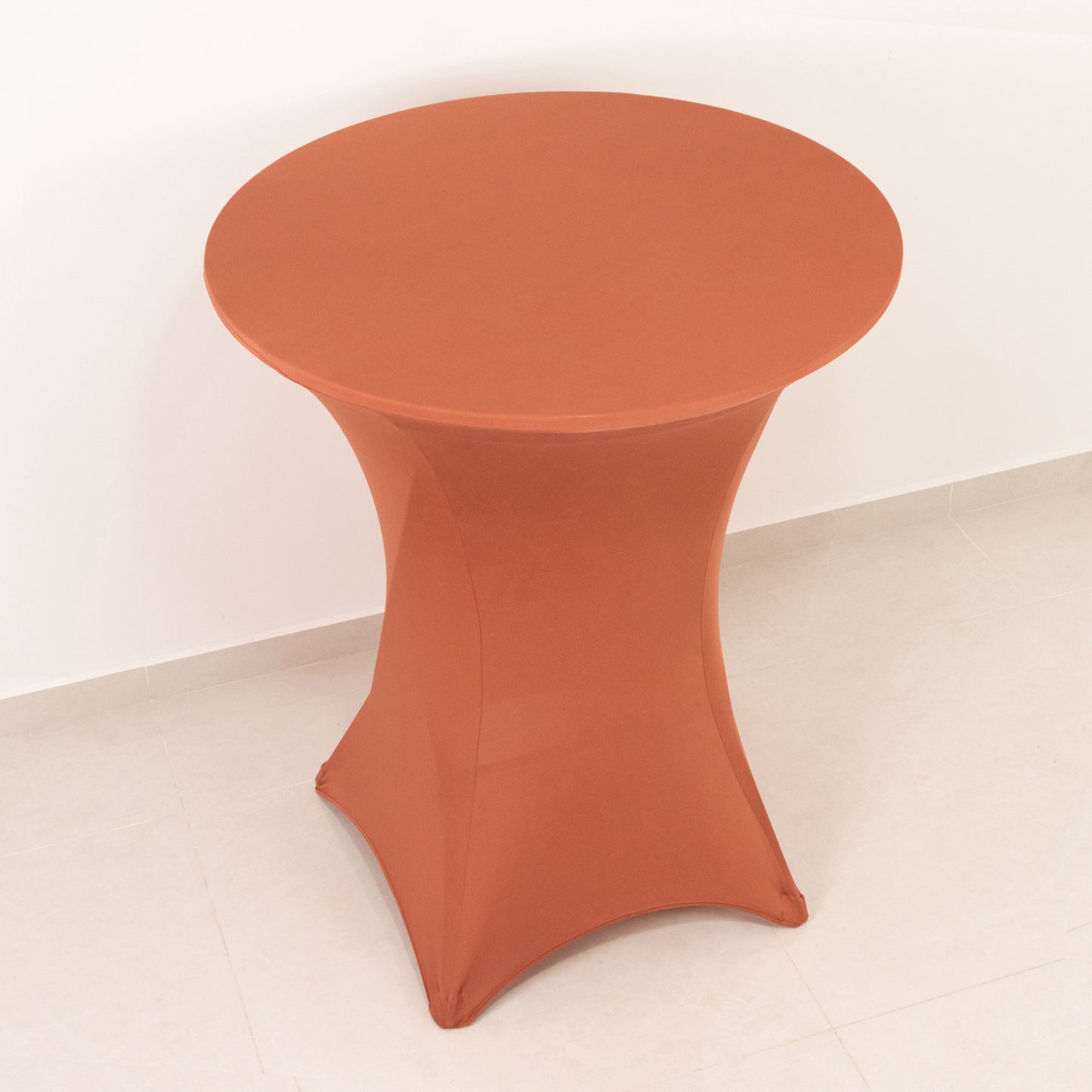 Terracotta (Rust) Highboy Spandex Cocktail Table Cover, Fitted Stretch Tablecloth for 33"-36" Dia High Top Tables