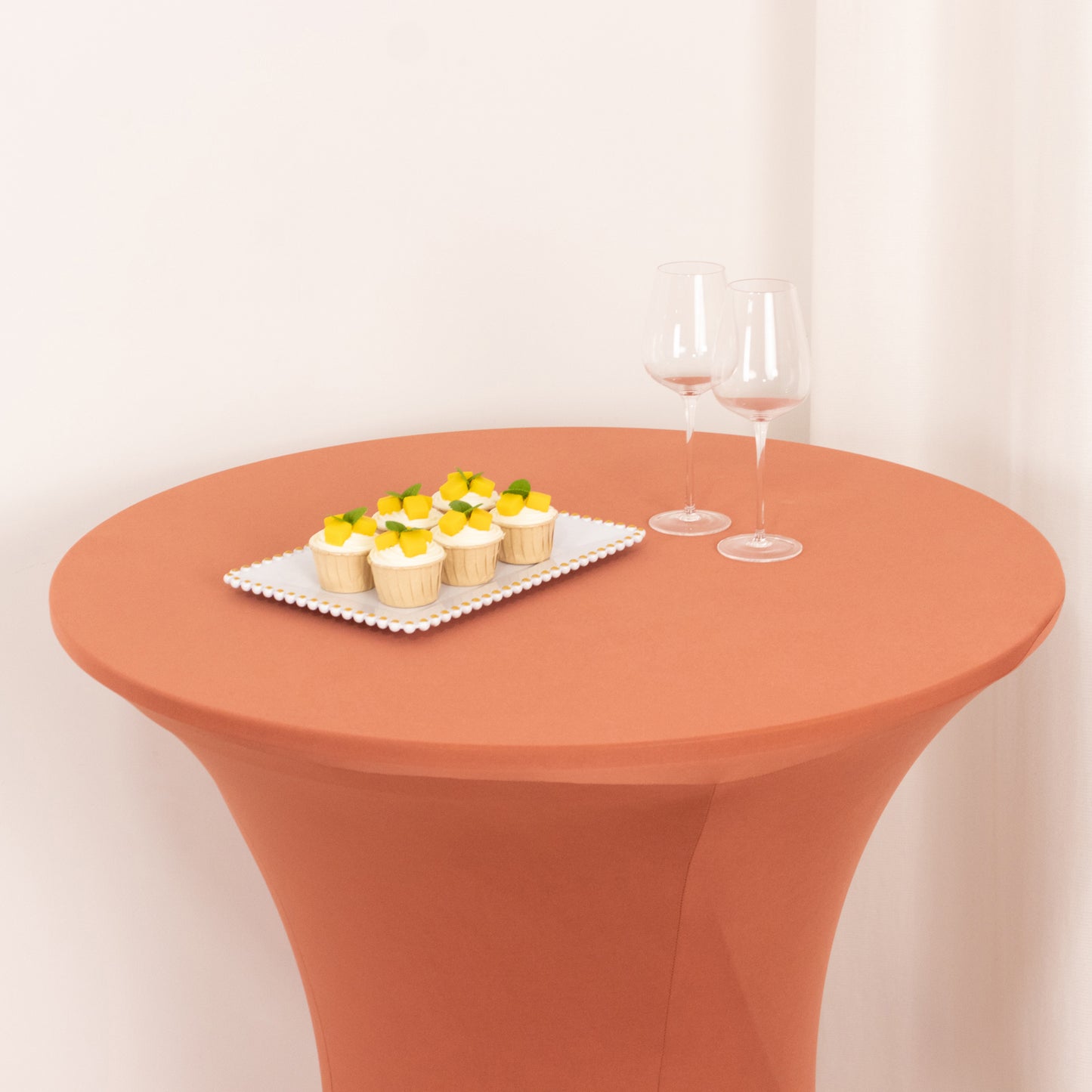 Terracotta (Rust) Highboy Spandex Cocktail Table Cover, Fitted Stretch Tablecloth for 33"-36" Dia High Top Tables