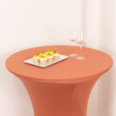 Durable Terracotta (Rust) Spandex High Top Table Cover