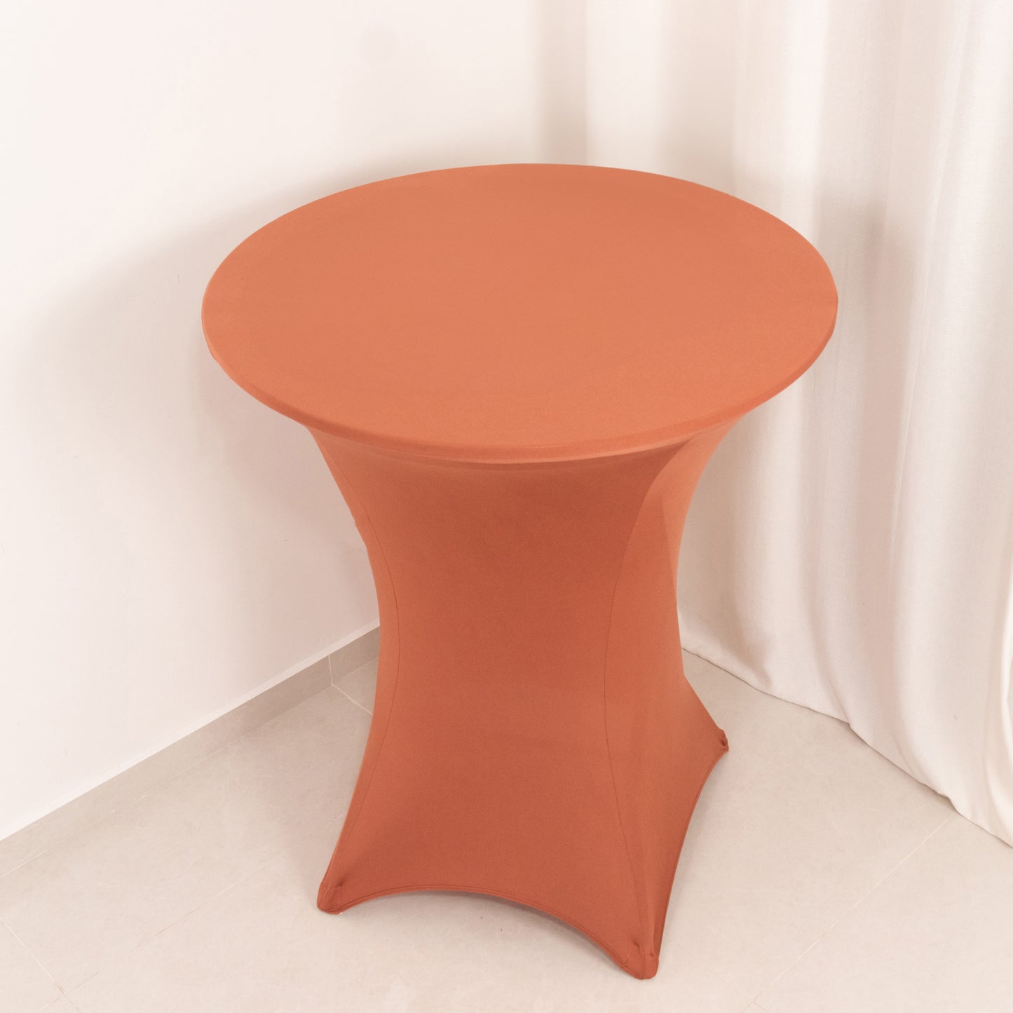 Terracotta (Rust) Highboy Spandex Cocktail Table Cover, Fitted Stretch Tablecloth for 33"-36" Dia High Top Tables