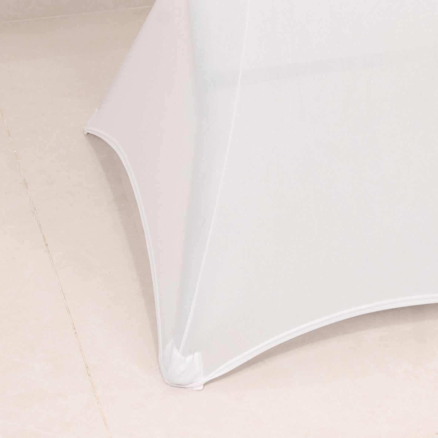 White Highboy Spandex Cocktail Table Cover, Fitted Stretch Tablecloth for 33"-36" Dia High Top Tables