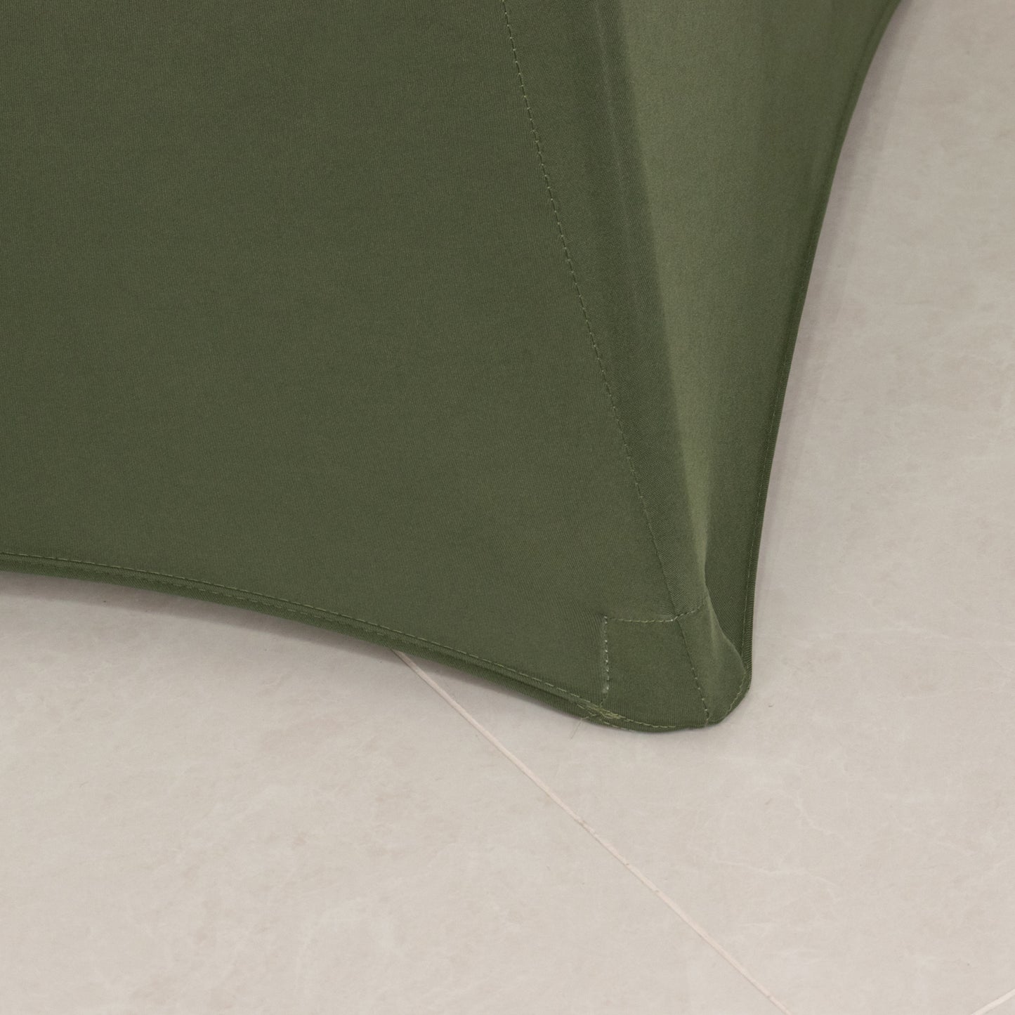 Dusty sage green highboy spandex cocktail table cover.