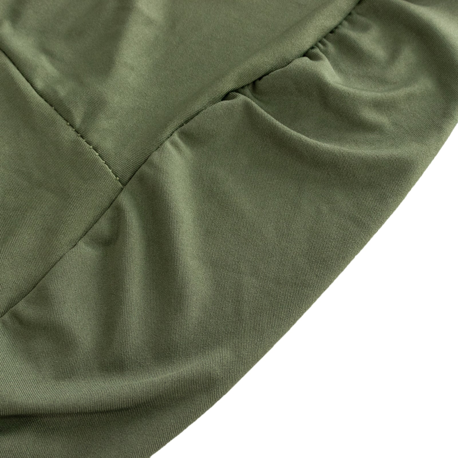 Dusty sage green fitted spandex cocktail table cover for high top tables.