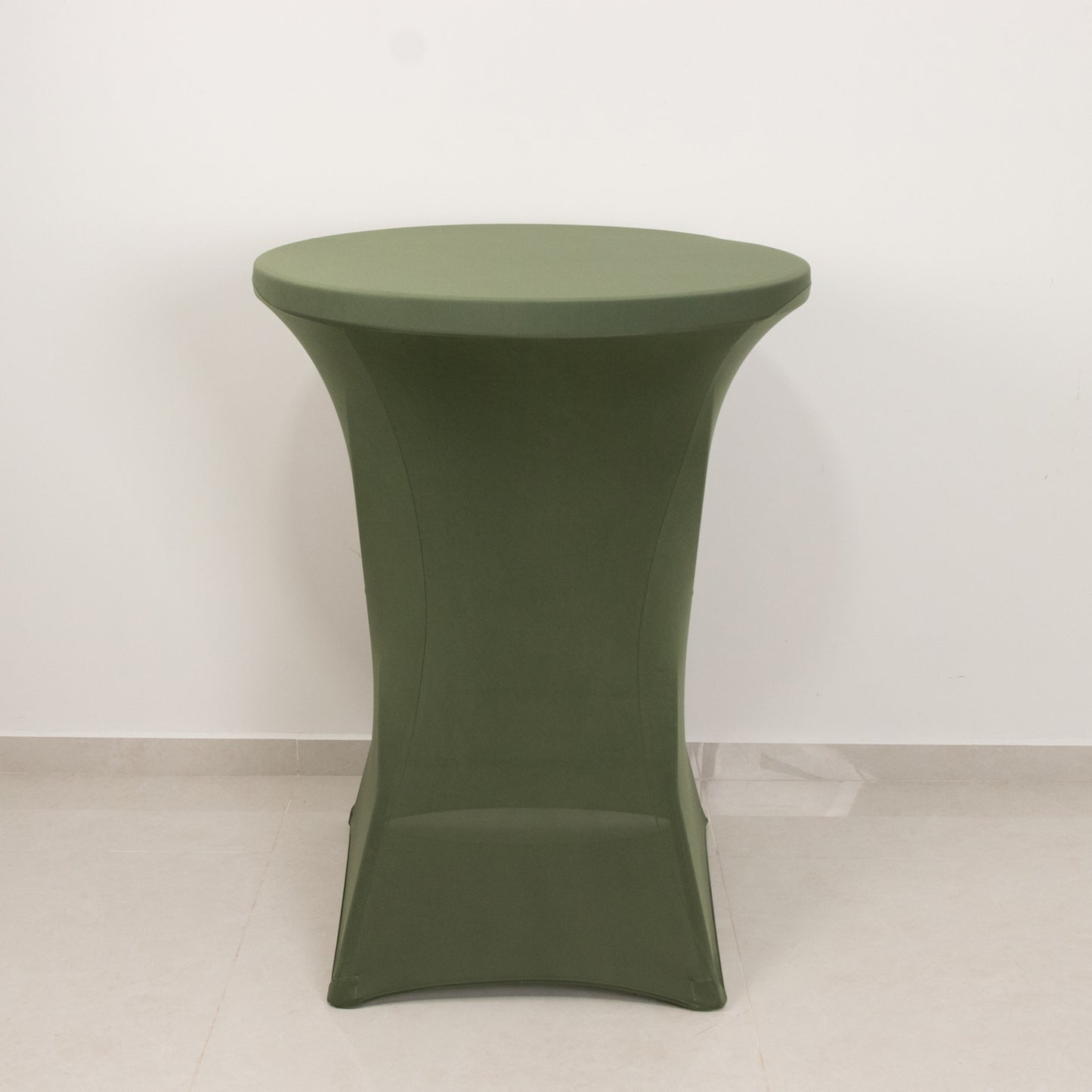 Dusty sage green highboy spandex table cover for 30" high top tables.