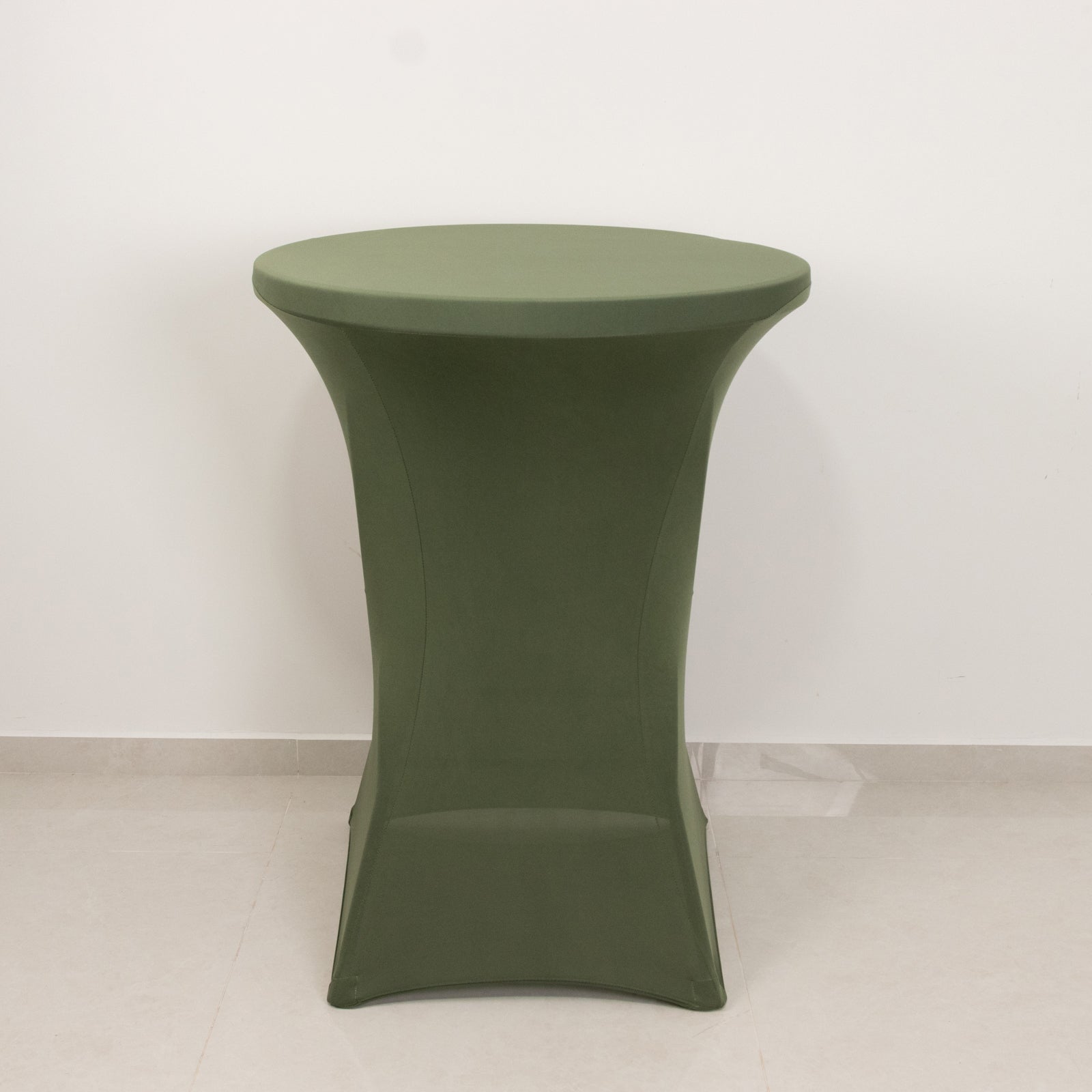Dusty sage green highboy spandex table cover for 30" high top tables.